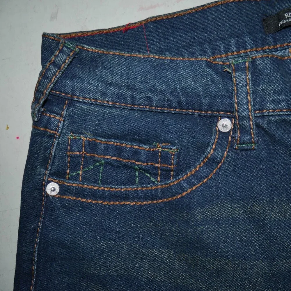 True Religion Ricky Relaxed Straight Jeans Mens Size 36x34 Dark Wash NWT